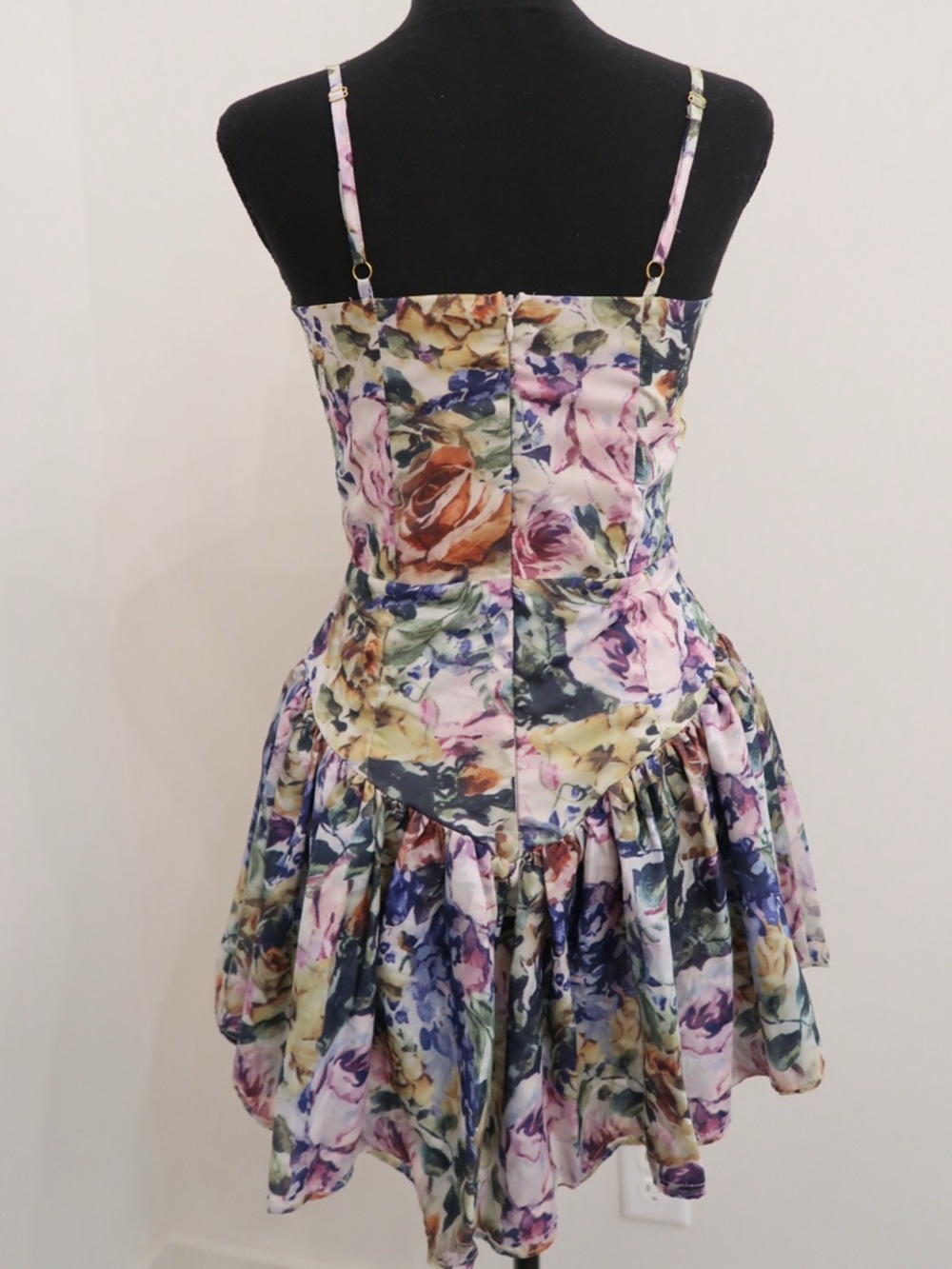 Floral Sweetheart Neckline Mini Romper Dress - Multicolor Floral - Picture 4 of 4
